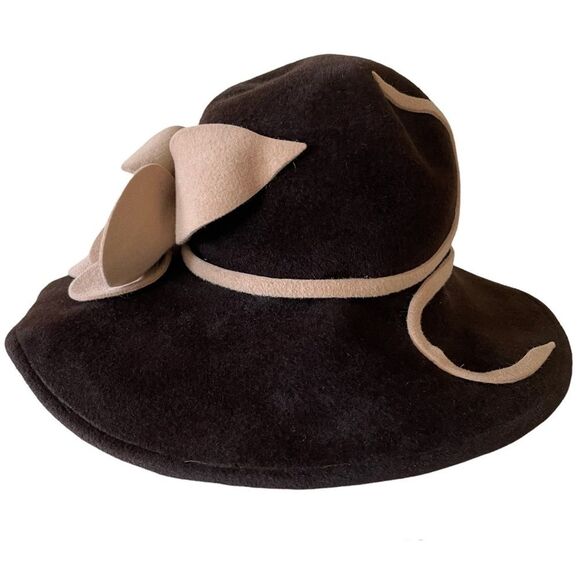 Vintage Anna Rixxo Firenze Fur Felt Floral Embellished Cloche Bucket Hat main image 4